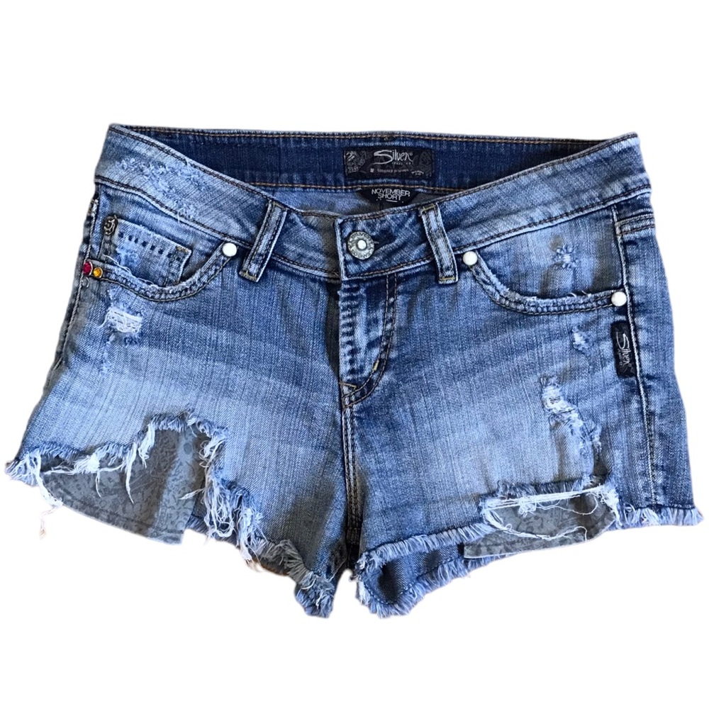 Vintage Y2K Era Silver Jeans The November Short Size 6 Light Wash Cut Off Denim